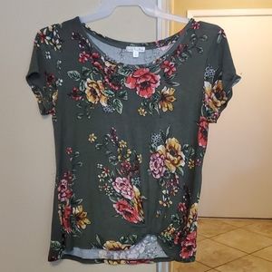 Green and floral top